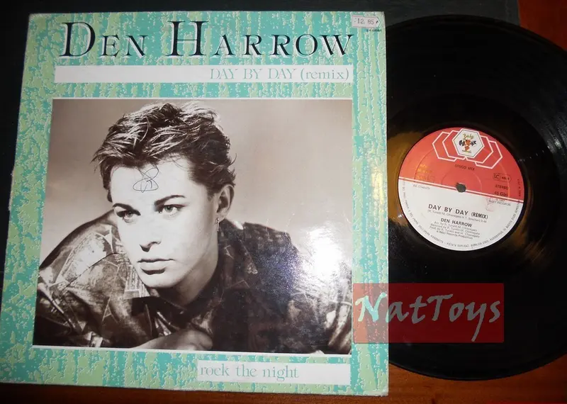 12" 33 GIRI Den Harrow DAY BY DAY (REMIX)/ROCK THE NIGHT + THANK YOU D.J. VG/VG
