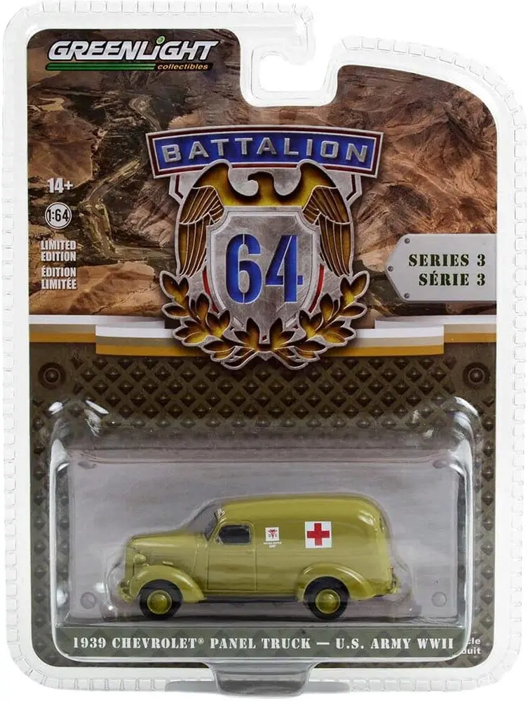 1939 Chevrolet Panel Van U.S. Army World War II - Series Battalion 64 - Greenlight - Scala 1/64