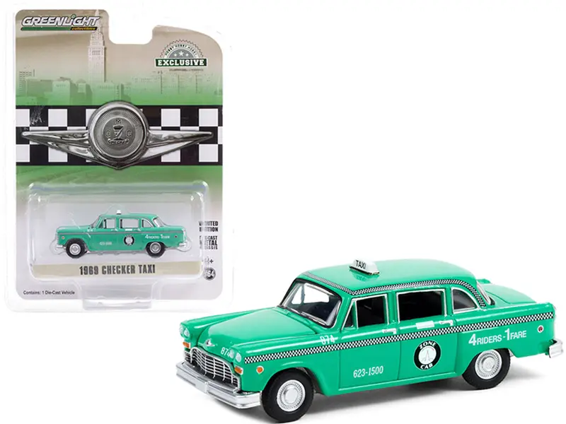 1969 Checker Taxi Light Green "Zone Cab Co." - Greenlight - Scala 1/64 Hobby Exclusive