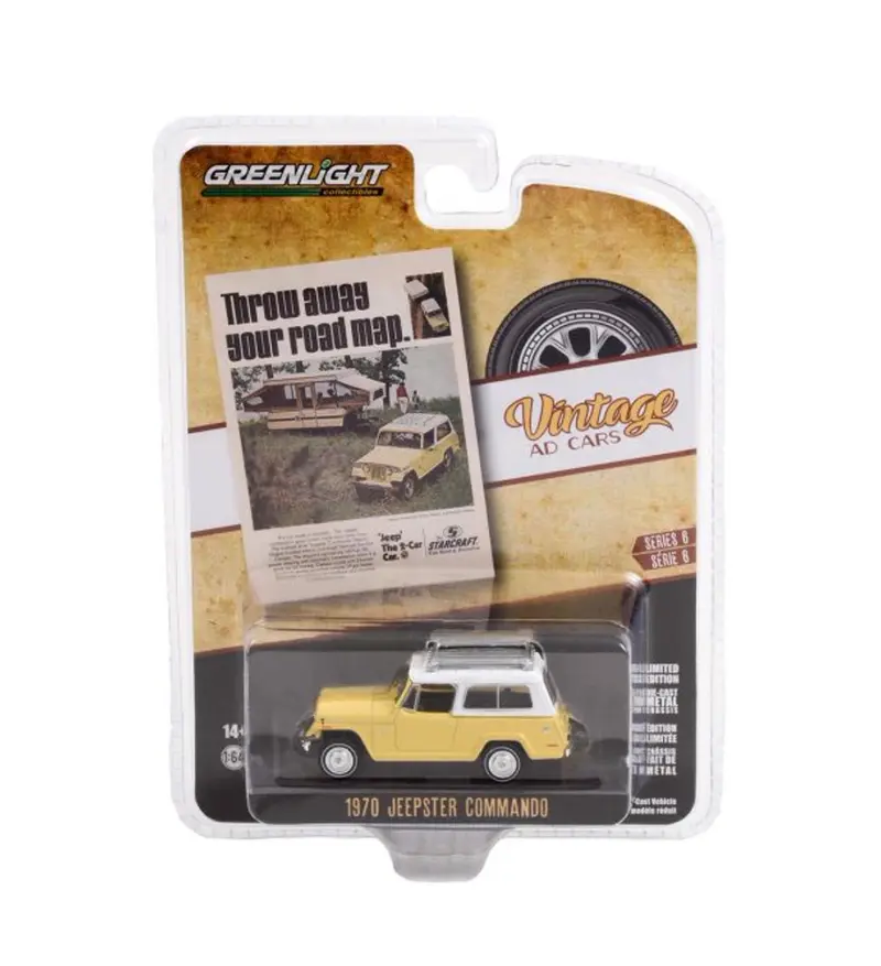 1970 Jeep Jeepster Commando Yellow and White Vintage AD Cars - Greenlight - Scala 1/64