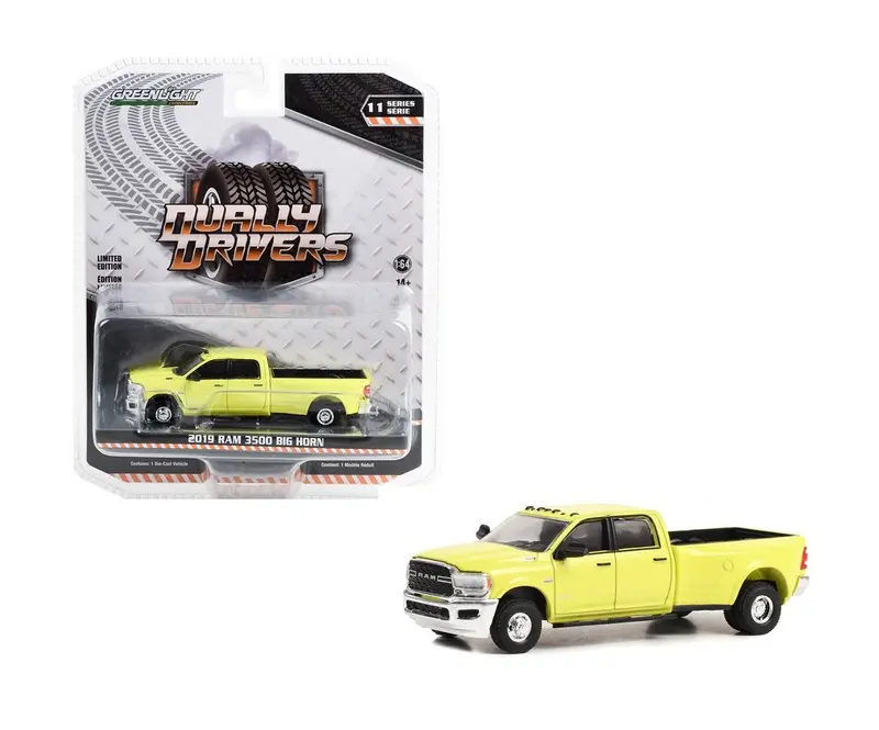 2019 RAM 3500 Big Horne Yellow - Dually Drivers Series - Greenlight - Scala 1/64
