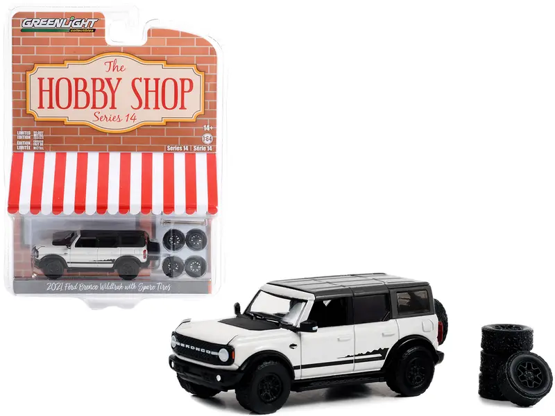 2021 Ford Bronco Wildtrack with Spare Tyres White Series Hobby Shop - Greenlight - Scala 1/64