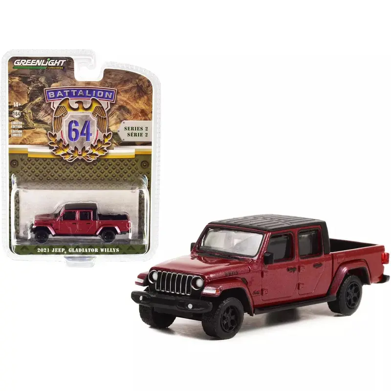 2021 Jeep Gladiator Willys Snazzberry Red Metallic - Series Battalion 64 - Greenlight - Scala 1/64