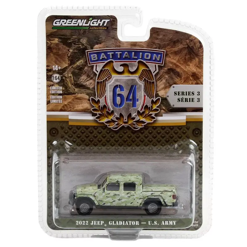 2022 Jeep Gladiator U.S. Army - Series Battalion 64 - Greenlight - Scala 1/64