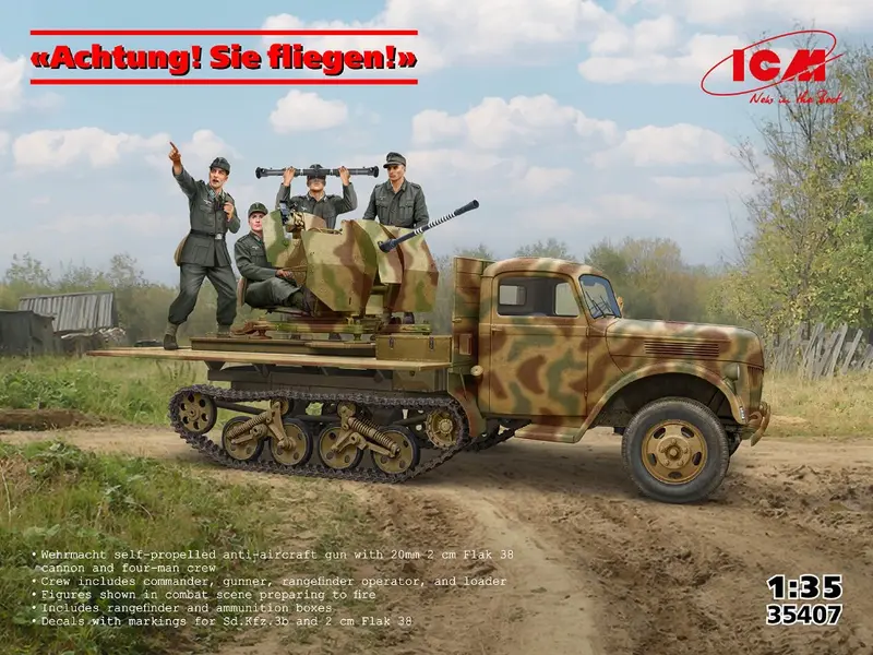 ACHTUNG SIE FLIEGEN Sd.Kfz.3b WITH 2 cm FLAK 38 AND CREW KIT 1