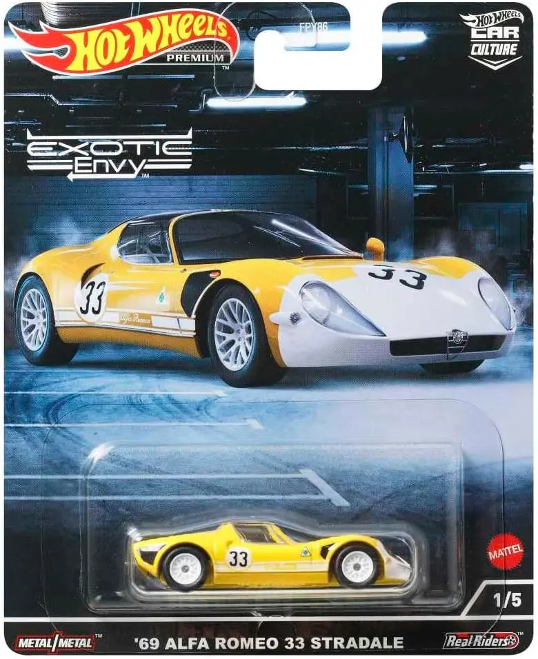 Alfa Romeo 33 Stradale 1969 Yellow - Hot Wheels Premium - Scala 1/64