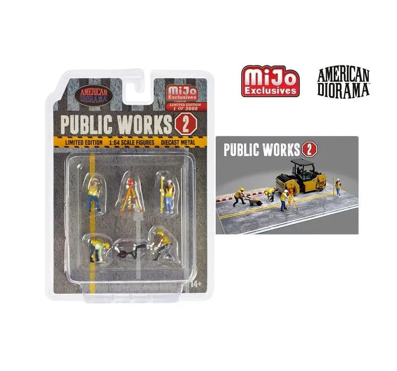 American Diorama "Public Works 2" 6 piece Diecast Set Car Not Included - MiJo Exclusives - Scala 1/64 AD-76519MJ