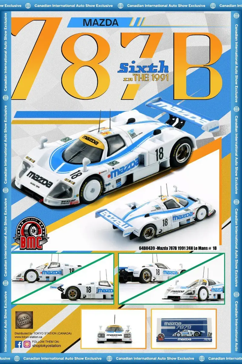 BM Creations - Mazda 787B #18 White 1991 24h Le Mans (Canada Exclusive) - Scala 1/64 64B0438