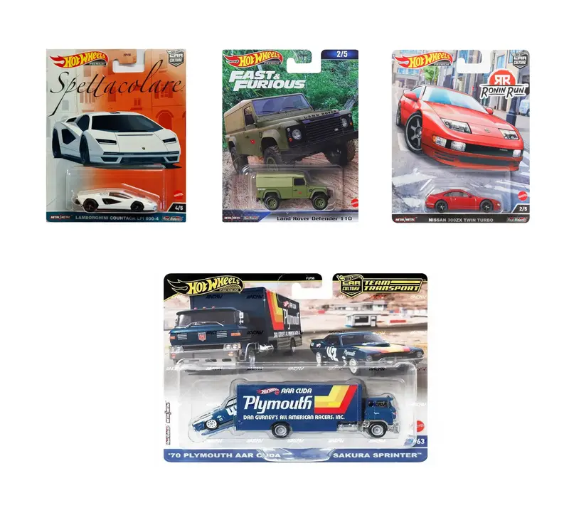 Bundle 4 modelli - Hot Wheels Premium - Scala 1/64