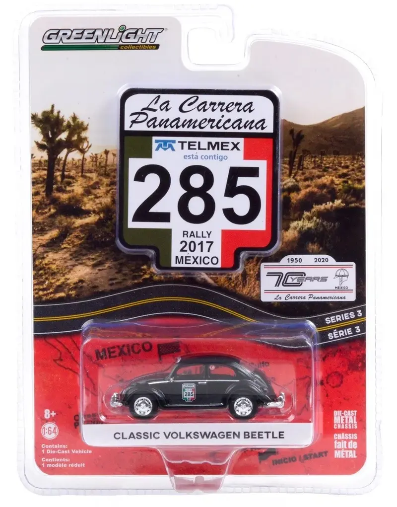 Classic Volkswagen Beetle #285 Black La Carrera Panamericana - Greenlight - Scala 1/64