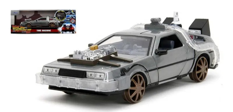 DE LOREAN "BACK TO THE FUTURE III" RAILROAD WHEELS W/LIGHTS TRY ME 1