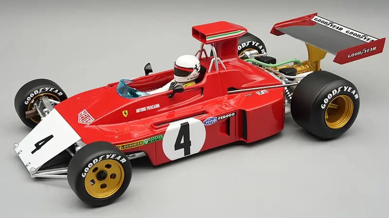 FERRARI 312B3-73 N.4 CANADA GP A.MERZARIO W/DRIVER AND CRASHED NOSE 1