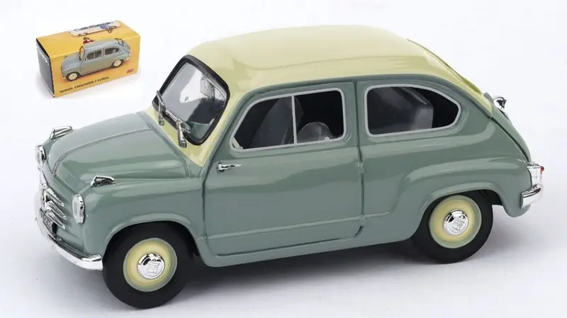 FIAT 600 1a SERIE 1955-1969 VERDE CHIARO/BICOLORE AVORIO 1