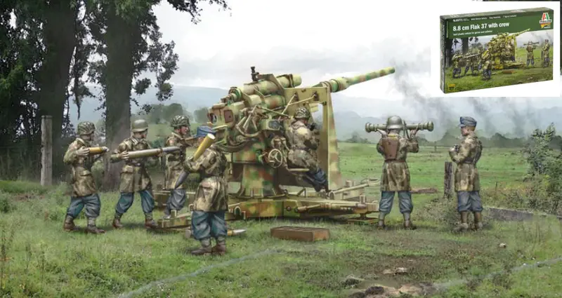 FLAK 37 8,8 cm WITH CREW KIT 1