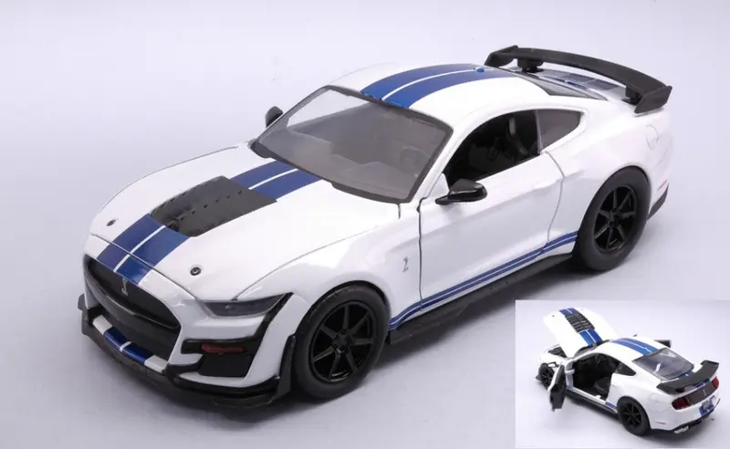 FORD MUSTANG SHELBY GT500 2020 WHITE W/BLUE STRIPES 1