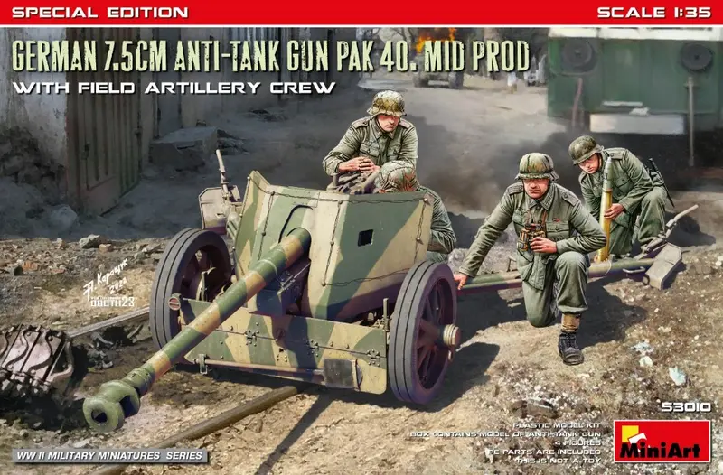 GERMAN 7,5 cm ANTI TANK GUN PAK 40 MID PROD.W/ARTILLERY CREW KIT 1