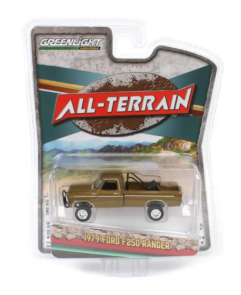 Greenlight - 1979 Ford F250 Ranger Lifted Rollbar Mounted Spare Gold - Series All Terrain - Scala 1/64