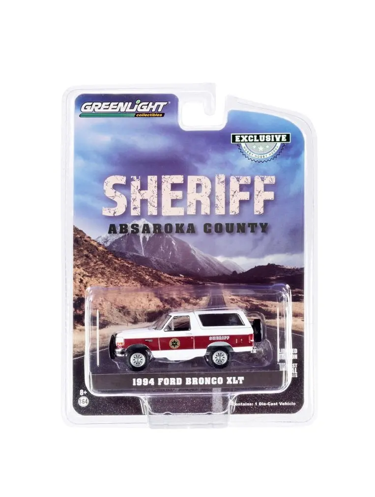 Greenlight - 1984 Ford Bronco XLT White & Burgundy "Absaroka County Sheriff's Dept." Hobby Exclusive - Scala 1/64