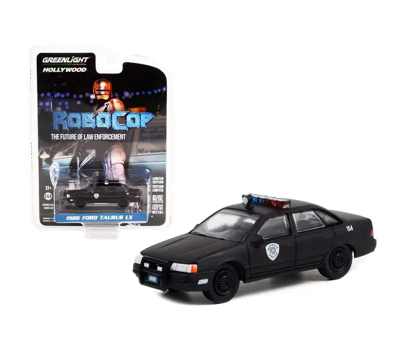 Greenlight - 1986 Ford Taurus LX Matt Black "Detroit Police" "RoboCop" (1987) Movie - Hollywood Series - Scala 1/64