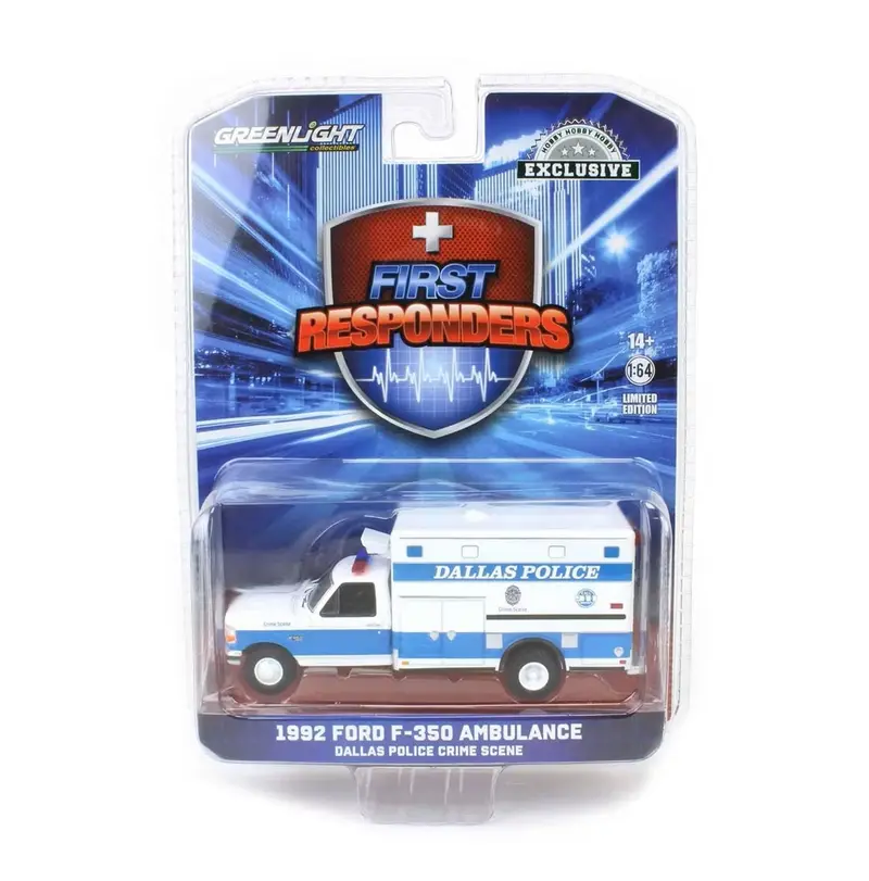 Greenlight - 1992 Ford F-350 Ambulance Dallas Police Crime Scene - Series First Responders - Scala 1/64