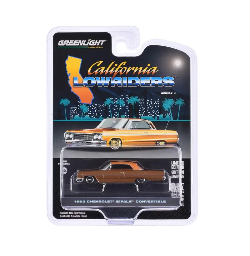Greenlight Collectibles - 1963 Chevrolet Impala SS Convertible (Top Up) Bronze Met - California Lowriders Series - Scala 1/64