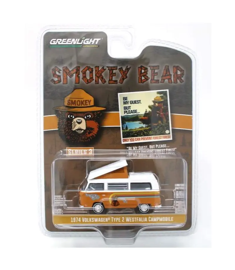 Greenlight Collectibles - 1974 Volkswagen Type 2 T2 Westfalia Campmobile Smokey Bear Series 3 - Scala 1/64