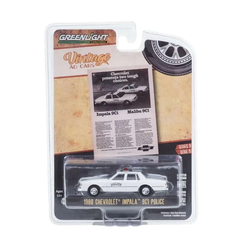 Greenlight Collectibles - 1980 Chevrolet Impala 9C1 Police -  Vintage AD Cars - Scala 1/64