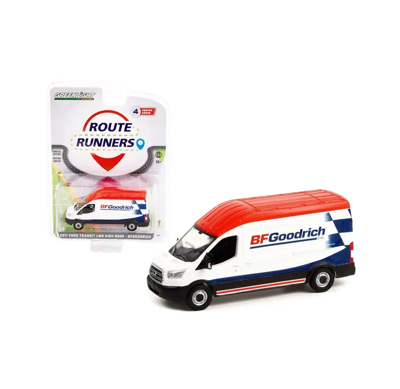 Greenlight Collectibles - 2017 Ford Transit LWB High Roof Van "BFGoodrich" - Route Runners - Scala 1/64
