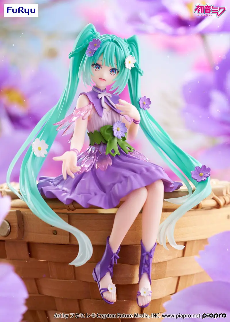 Hatsune Miku Noodle Stopper PVC Statue Flower Fairy Cosmos Purple Color Ver. 14 cm