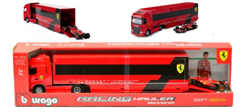 IVECO S WAY 570 RACING TRANSPORTER W/ FERRARI SF-24 N.16 C.LECLERC 1