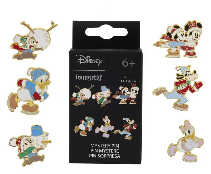 🧪 LAB | PREORDINE+ 01/2027 Mickey & Friends by Loungefly Enamel Pins Winter Activities Blind Display (12)