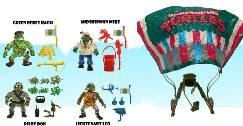 🧪 LAB | SU ORDINAZIONE Teenage Mutant Ninja Turtles Classic Action Figures 4-Pack Sewer Heroes with Parachute