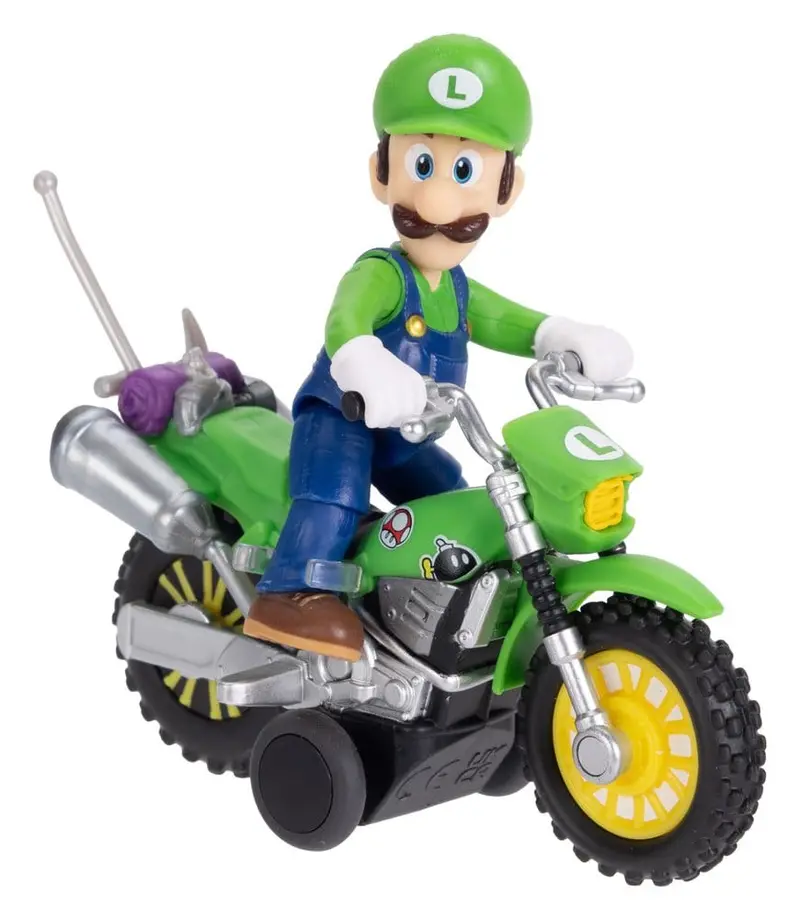 🧪 LAB | SU ORDINAZIONE The Super Mario Galaxy Movie Action Figure with Pull Back Motorcycle Luigi 6 cm