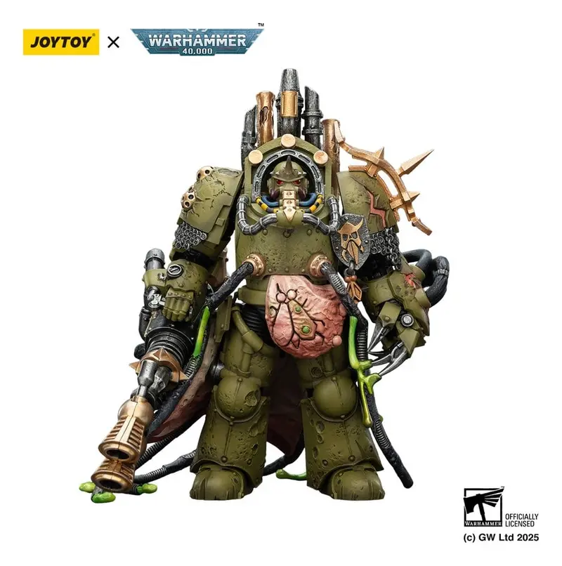🧪 LAB | SU ORDINAZIONE Warhammer 40,000 Action Figure Death Guard Lord of Virulence with Power Fist and Twin Plague Spewer 14 cm