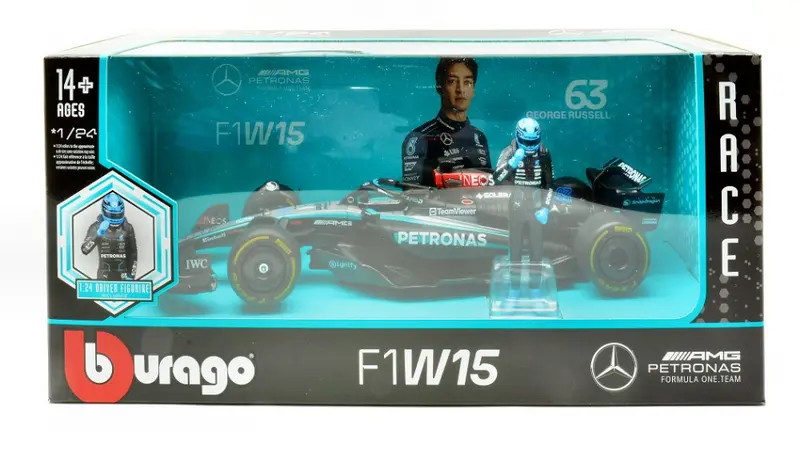 MERCEDES AMG W15 N.63 2024 GEORGE RUSSELL WITH FIGURE 1