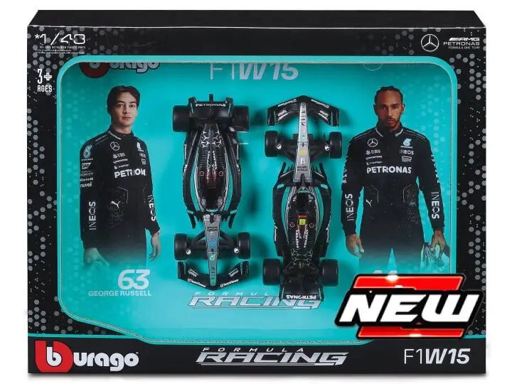 MERCEDES F1 W15 SET N.44 L.HAMILTON + N.63 G.RUSSELL 2024 1