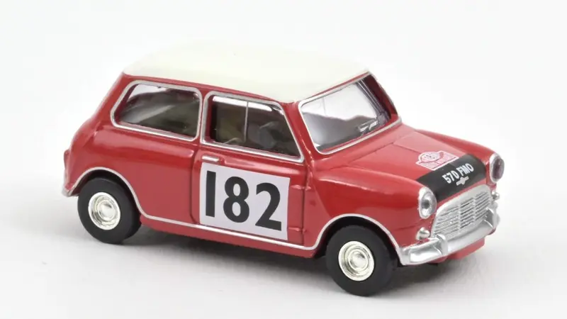 MINI COOPER S 1964 TARTAN RED WITH RACING NUMBER 182 1