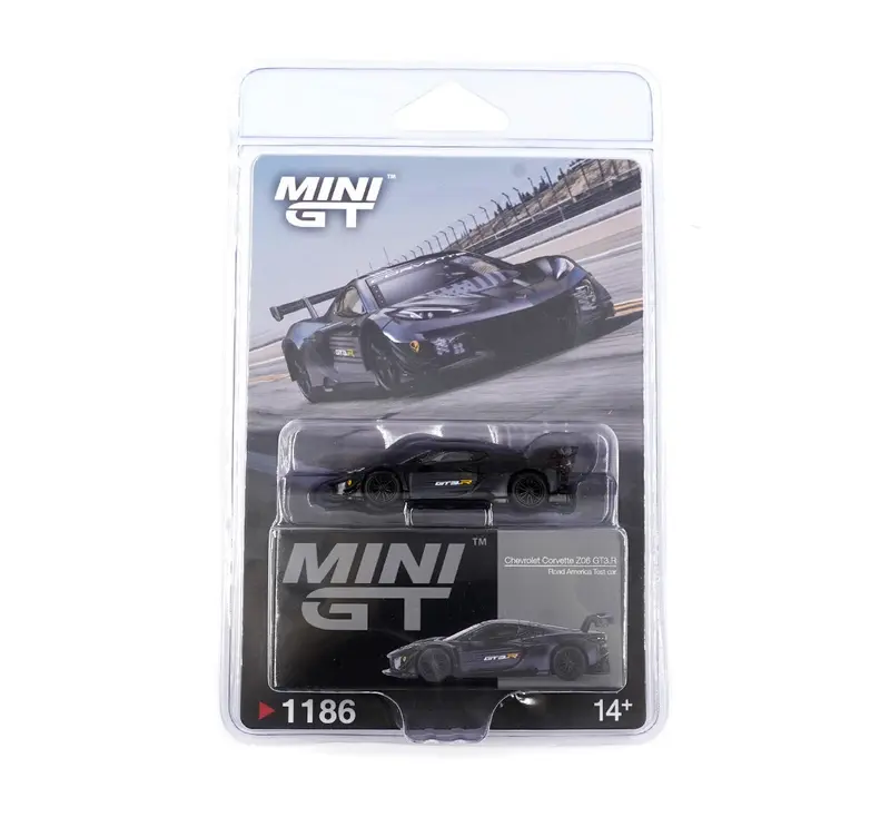 Mini GT - Chevrolet Corvette Z06 GT3.R Road America Test Car- Scala 1/64 MGT01186-BL Blister Packaging