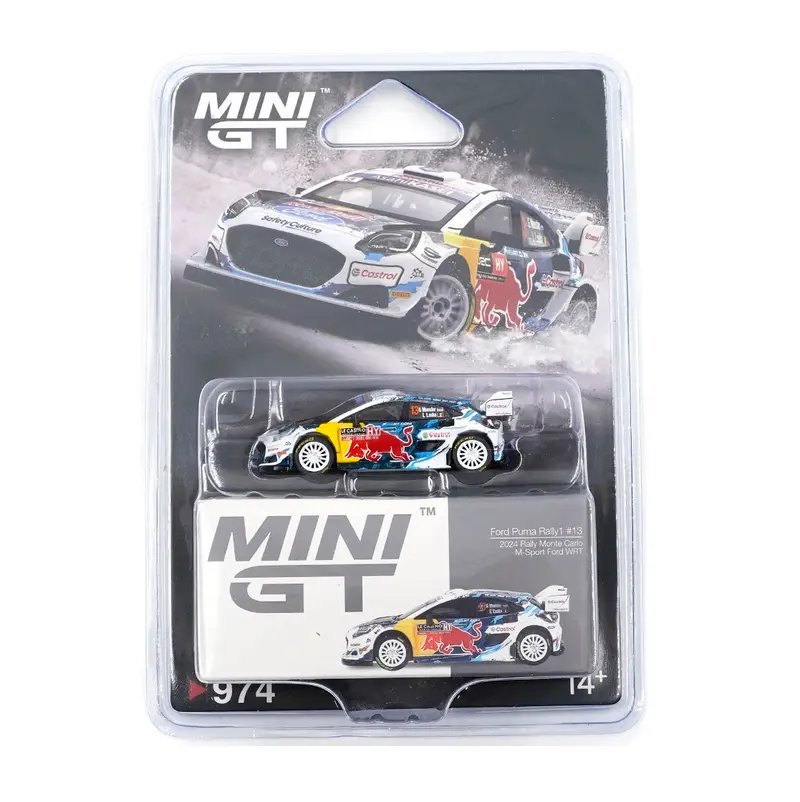 Mini GT - Ford Puma Rally1 #13 M-Sport Ford WRT 2024 Rally Monte Carlo - Scala 1/64 MGT00974-BL Blister Packaging