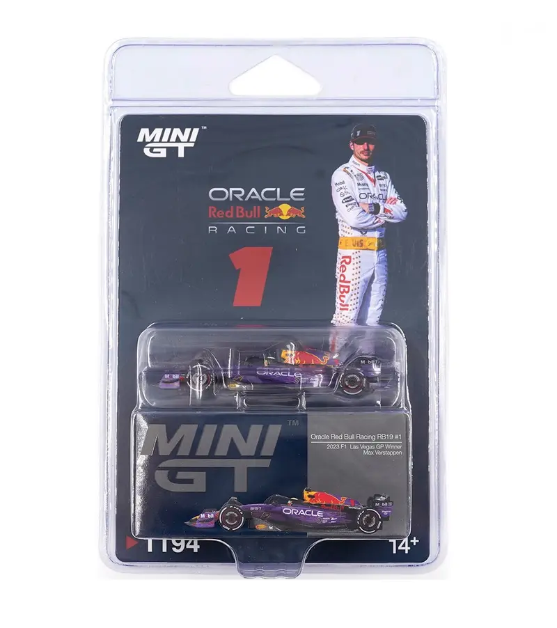 Mini GT - Red Bull Racing RB19 #1 Max Verstappen F1 2023 Las Vegas GP Winner - Scala 1/64 MGT01194-BL Blister Packaging