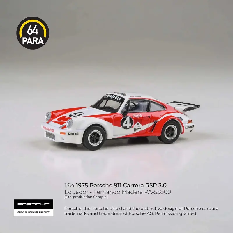 Para64 - 1976 Porsche 911 Carrera RSR 3.0 Ecuador Fernando Madera Coca-Cola - Scala 1/64 PA-55800