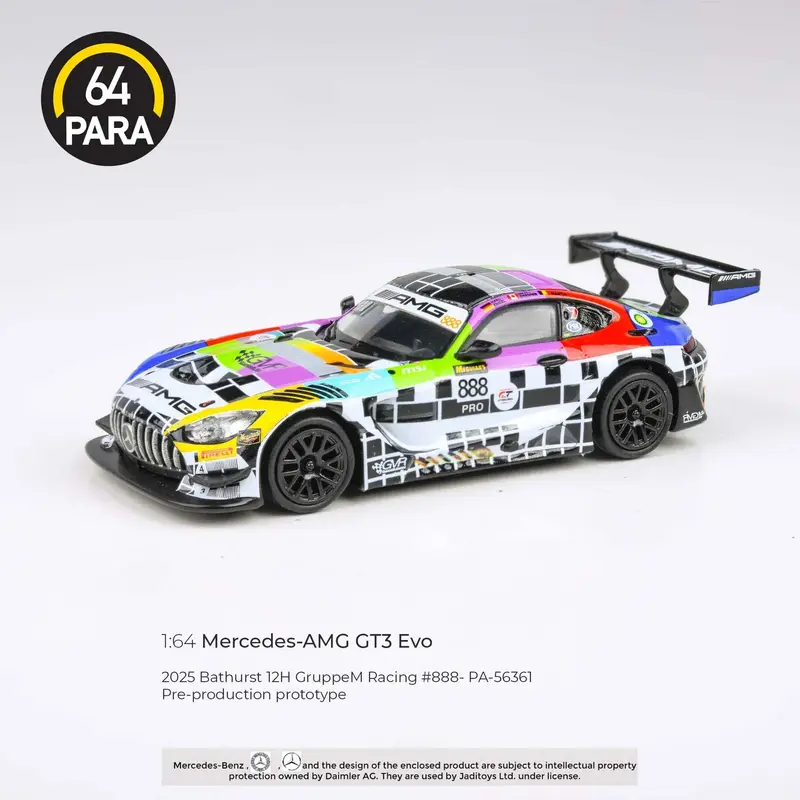 Para64 - Mercedes-AMG GT3 2025 Bathurst 12H GruppeM Racing #888 - Scala 1/64 PA-56361