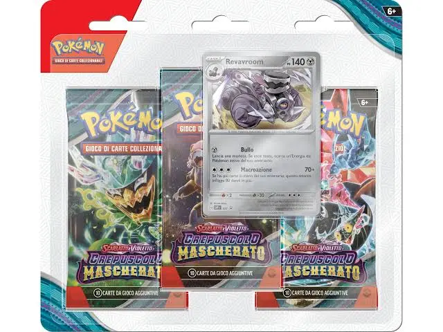 Pokémon Scarlatto e Violetto - Crepuscolo Mascherato Blister 3 Buste + Carta Promo Revavroom - ITA