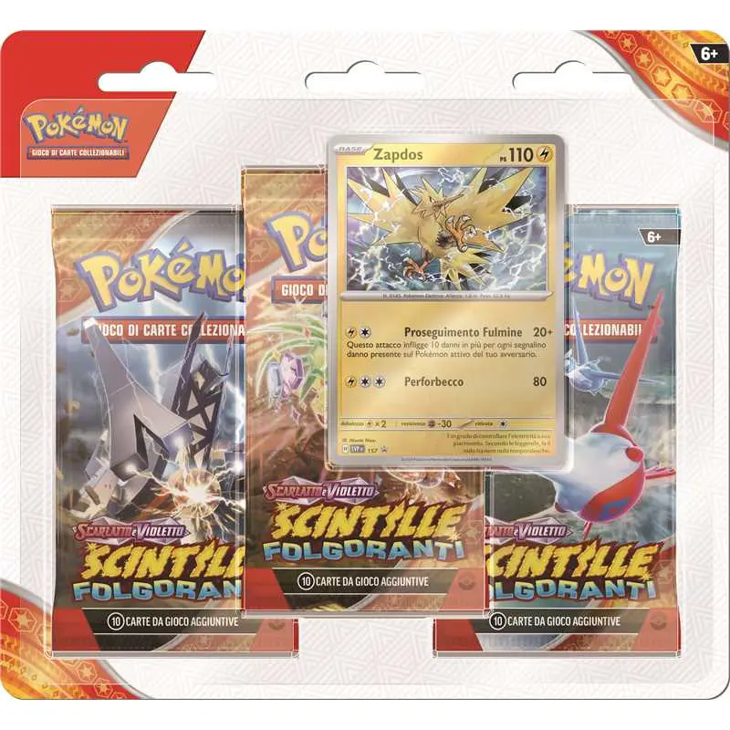 Pokemon Scarlatto e Violetto Scintille Folgoranti - Blister 3 bustine + 1 carta promo di Zapdos (ITA)