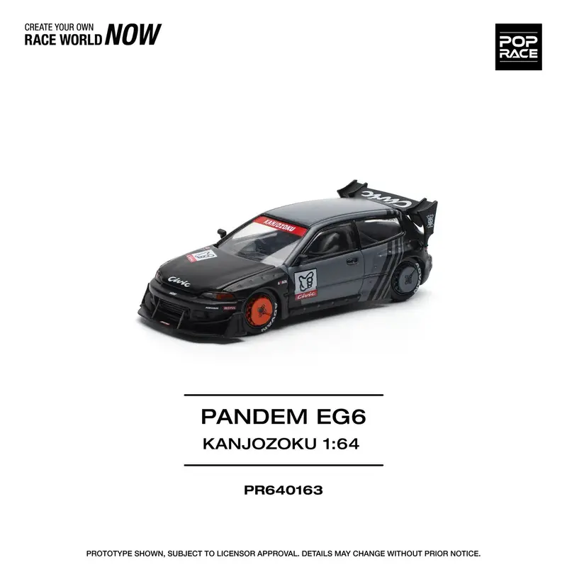 Pop Race - Honda Pandem Civic EG6 "Kanjozoku" Matt Black - Pop Race - Scala 1/64 PR64-163