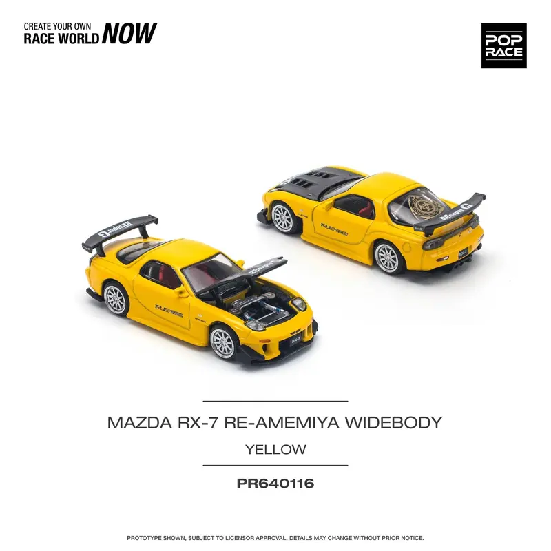 Pop Race - Mazda RX-7 FD3S RE-AMEMIYA Widebody Yellow - Scala 1/64 PR64-0116