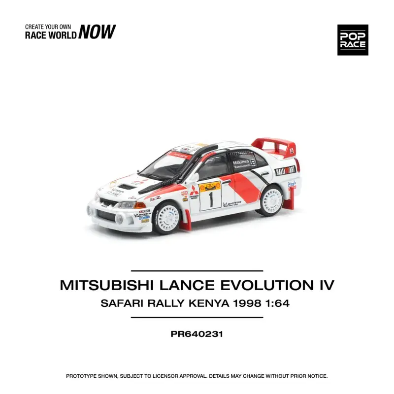 Pop Race - Mitsubishi lancer Evolution IV Safari Rally Kenya 1998 - Scala 1/64 PR64-231