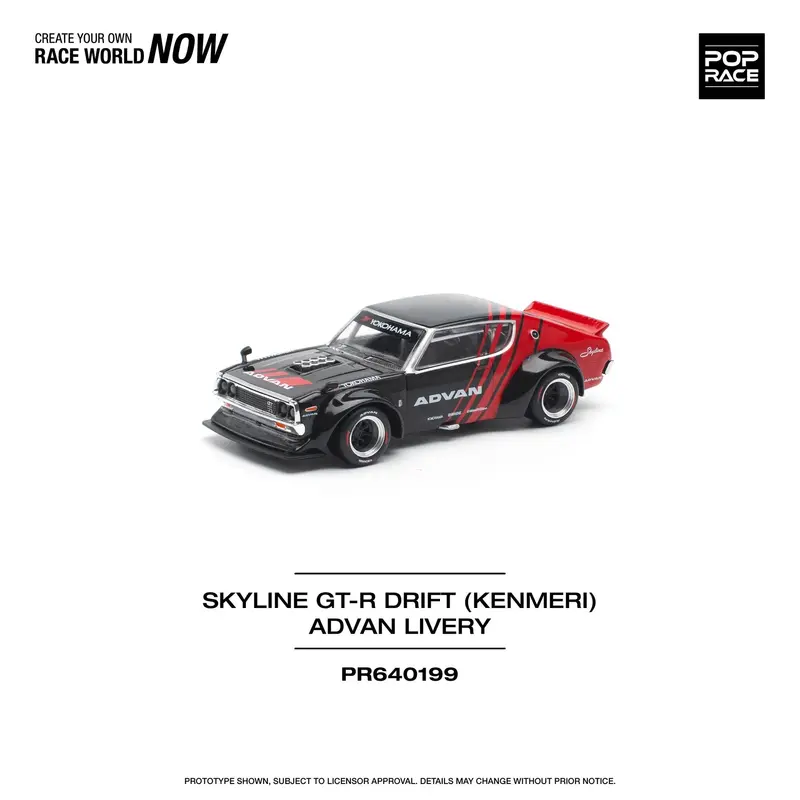 Pop Race - Nissan Skyline GT-R (KPGC110) Kenmeri Advan Livery Scala 1/64 PR64-0199