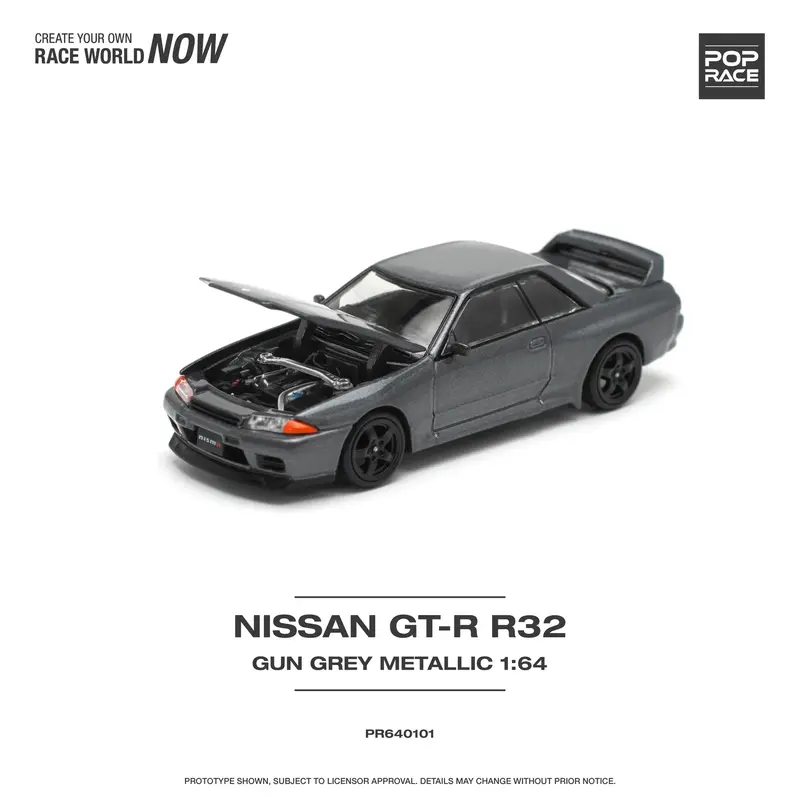 Pop Race - Nissan Skyline GT-R R32 Gun Grey Metallic - Scala 1/64 PR64-0101