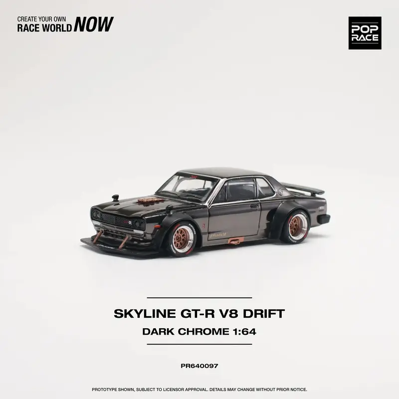 Pop Race - Nissan Skyline GT-R V8 Drift (Hakouka) Dark Chrome Scala 1/64 PR64-0097
